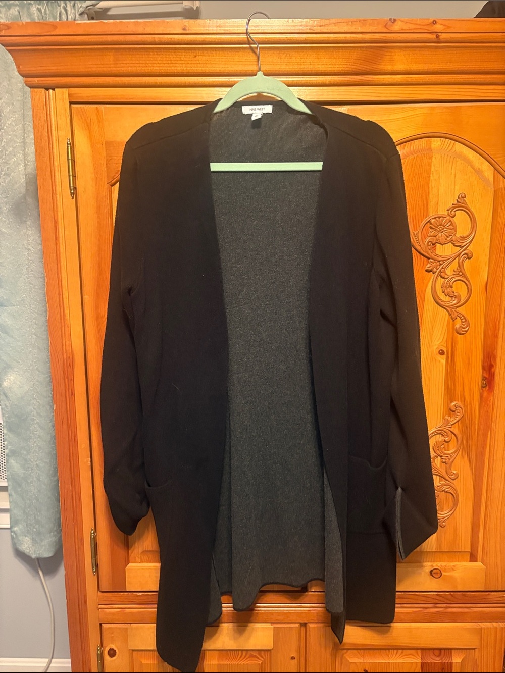 Nine West Black Open-Front Cardigan